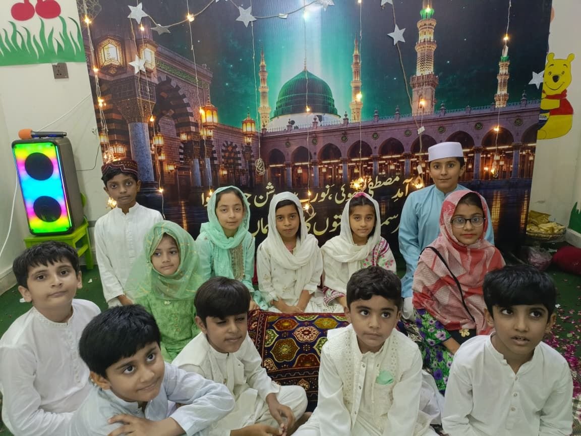 Students at the school Milad-un-Nabi gathering