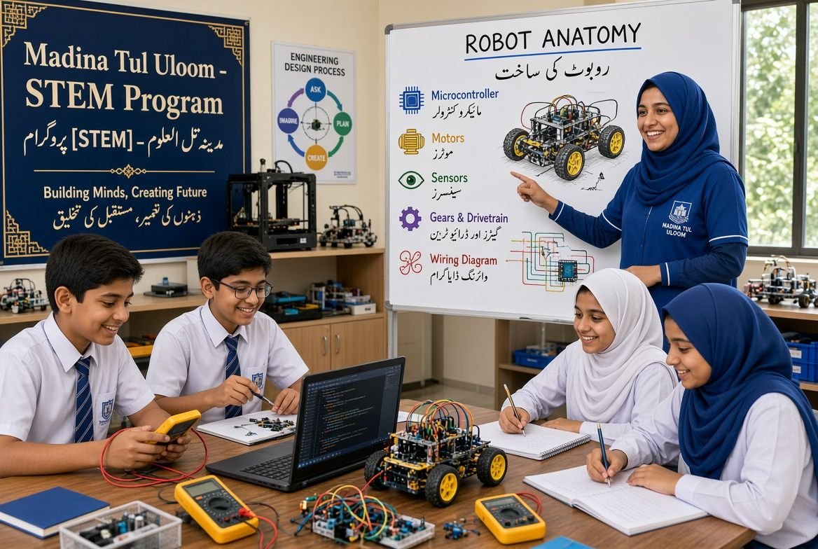 Students in a robotics class